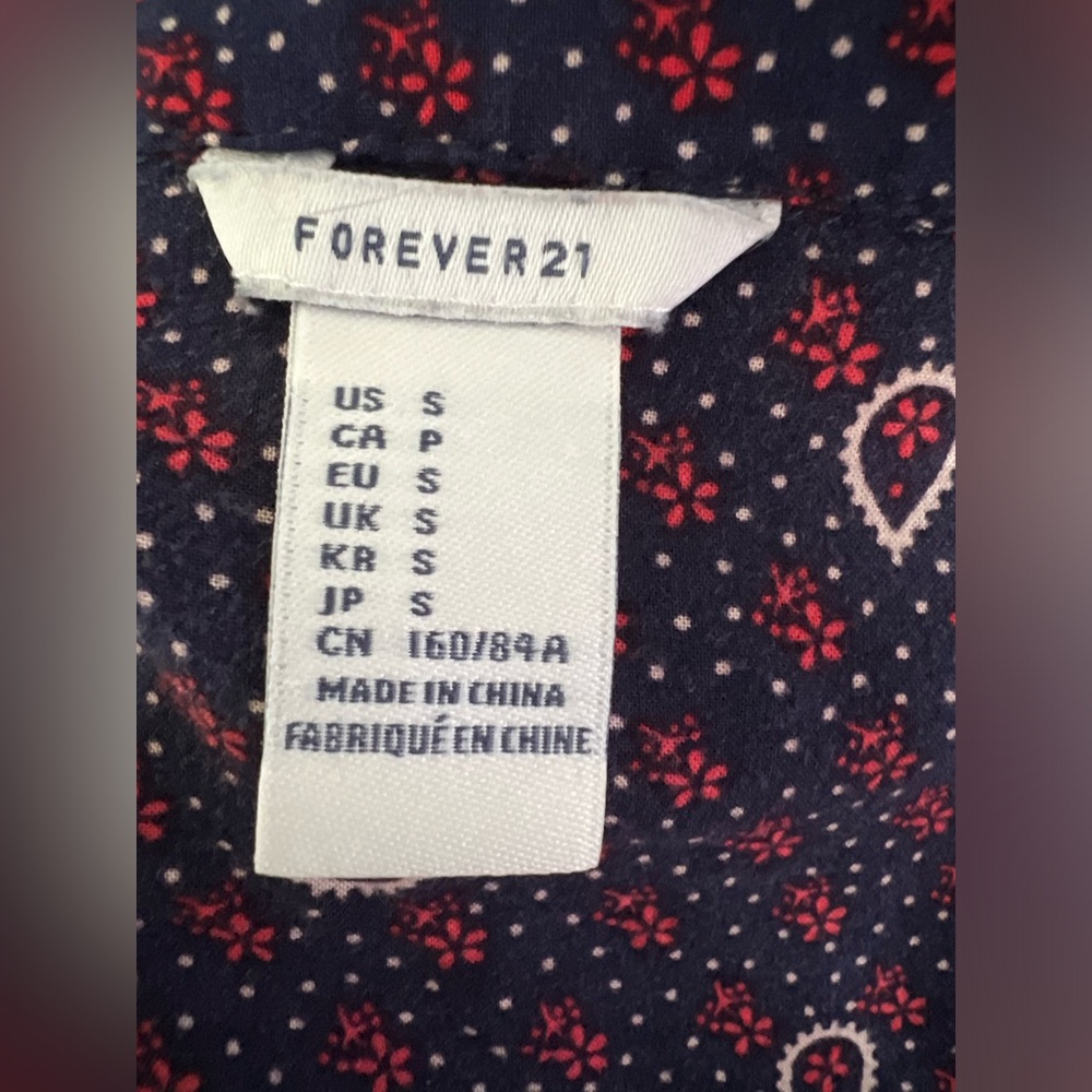 Forever 21 Mini Dress Navy Blue with Bright Red Designs - Picture 5 of 6